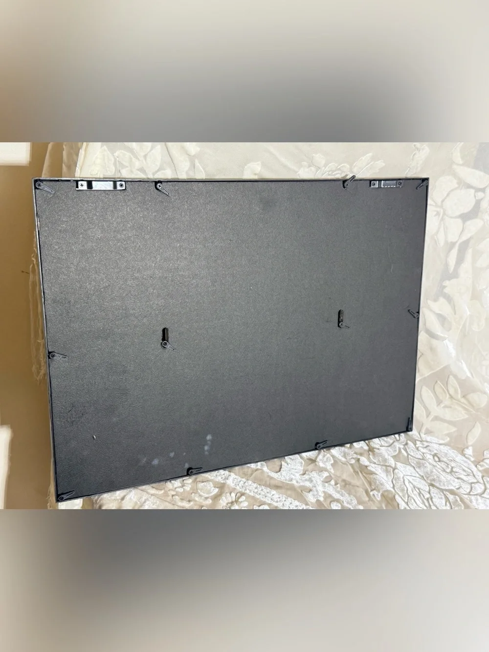 Black Wall-Mounted Photo Frame Mirror with Hooks